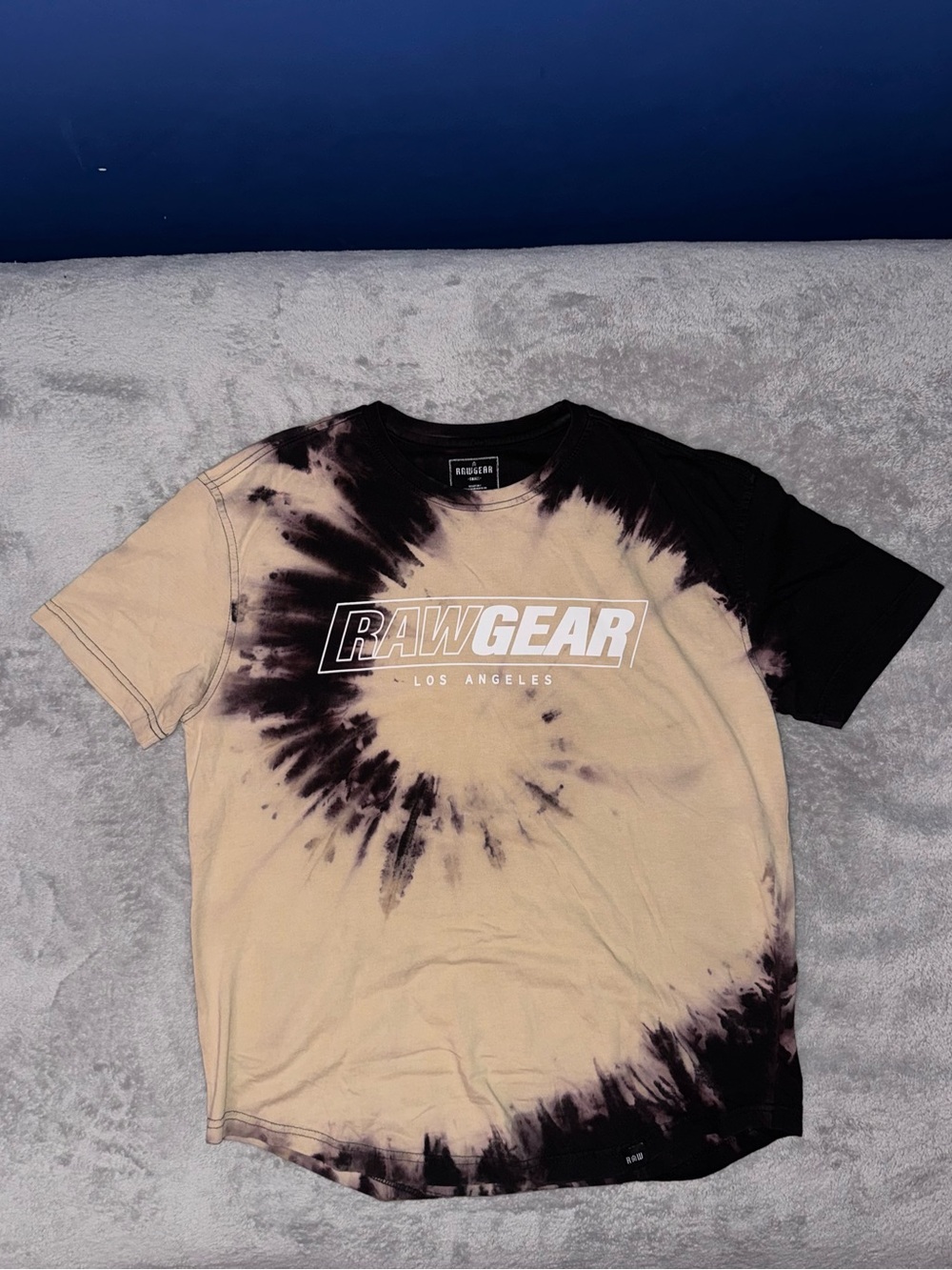 Mens Rawgear Los Angeles Men's Tie-Dye Tee in Beige and Black Graphic Gym Tee